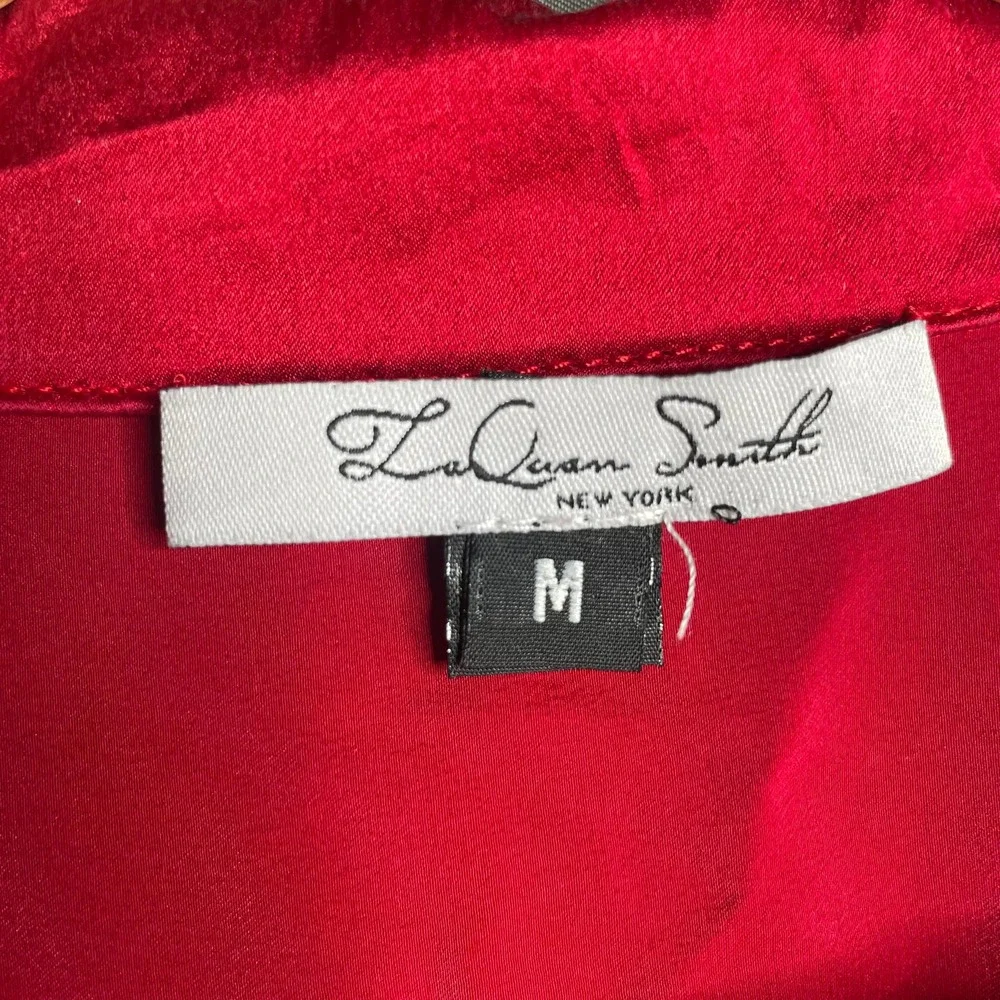 LaQuan Smith Silk Tuxedo Bodysuit Scarlet Size M - Picture 8 of 9